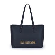 Love Moschino Svart Eco-läder Shoppingväska Black, Dam