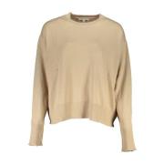 Patrizia Pepe Beige Crew Neck Sweater Contrast Detaljer Beige, Dam