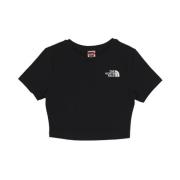 The North Face Svart Cropped T-shirt med Logotyp Black, Dam