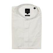 Armani Exchange Vit Popeline Skjorta med Mandarin Krage White, Herr