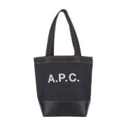 A.p.c. Canvas- och läderväska med logotyp Blue, Dam