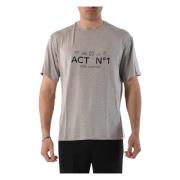 ACT N°1 Bomull T-shirt med tryckt logotyp Gray, Herr