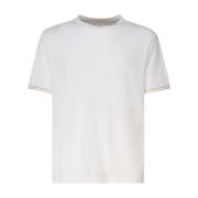 Eleventy Vit Linne Bomull T-shirt Rund Krage White, Herr
