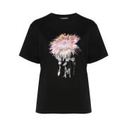 Mugler Svart Bomull Jersey T-shirt Rosa Anemone Black, Dam