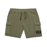 Munich Oversized Cotton Bermuda Camp Shorts Green, Herr