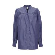 Ines De La Fressange Paris Blå Denim Elegant Blus Blue, Dam