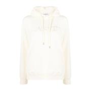 Lanvin Broderad Regular Fit Hoodie White, Dam