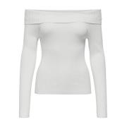 Only Off Shoulder Stickad Topp White, Dam