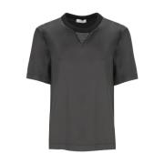 Peserico Svart Silke och Bomull T-shirt Black, Dam