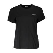 Patrizia Pepe Svart Broderad Bomull Crewneck T-shirt Black, Dam