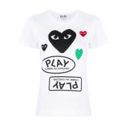 Comme des Garçons Play Hjärta Logotyp Tryck Vit T-shirt White, Dam
