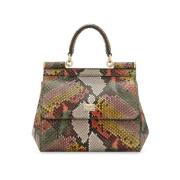 Dolce & Gabbana Handväska med Ormtryck och Avtagbar Rem Multicolor, Da...