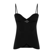 Courrèges Svart Sweetheart Neck Top Black, Dam