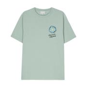 Maison Kitsuné Blommig Logo Print Crew Neck T-shirt Blue, Herr