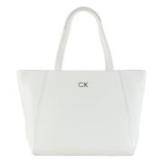 Calvin Klein Eko-läder shoppingväska med logoplatta White, Dam
