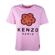 Kenzo Boke Flower Loose T-shirt i Rose Pink, Dam