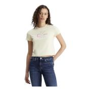 Calvin Klein Jeans Monologo Baby T-Shirt Vanilla Beige, Dam