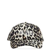 Ganni Leopard Print Cap Hat Multicolor, Dam