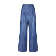 Seductive Wide-Fit Jeans Frankie med Veck Blue, Dam