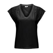 Jacqueline de Yong Casual Bomull T-shirt för Kvinnor Black, Dam