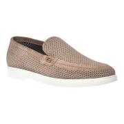 Baldinini Loafer in taupe perforated suede Beige, Herr