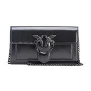 Pinko Snygg Läder Crossbody Väska Black, Dam