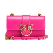 Pinko Studded Leather Mini Love Väska Pink, Dam