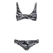 The Attico Zebra-print Bikini med Torchon-detaljer Multicolor, Dam