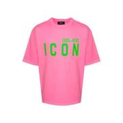 Dsquared2 Fluorescerande Rosa Logot-shirt Pink, Herr