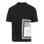 Emporio Armani Svart Crew Neck T-shirt med ASV Print Black, Herr