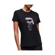 Karl Lagerfeld Ikonisk 'Karl' T-shirt med Strass Blue, Dam