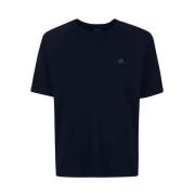 C.p. Company Marinblå Sweat T-Shirt med Logodetalj Blue, Herr