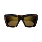 Gucci Fyrkantiga solglasögon med guldiga spegelglas Brown, Dam