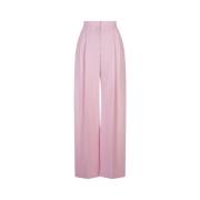 Alexander McQueen Rosa Wide-Leg Grain de Poudre Byxor Pink, Dam