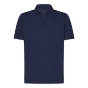 Sease Navy Blue Cotton Jersey Polo Shirt Blue, Herr