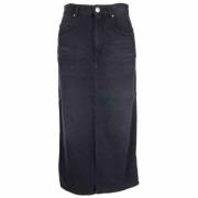 Isabel Marant Étoile Denim Midi Kjol med Slits Black, Dam