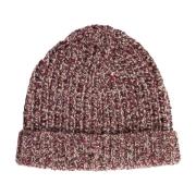 Maison Margiela Röd Ribbstickad Beanie Mössa Multicolor, Herr