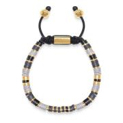 Nialaya Men's Beaded Bracelet with Grey and Gold Disc Beads Multicolor...