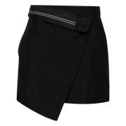 Fendi Svart Wrap Shorts Mohair Twill Design Black, Dam