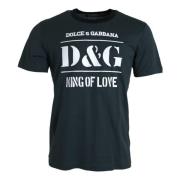 Dolce & Gabbana Blå Logo Print Crewneck T-shirt Blue, Herr