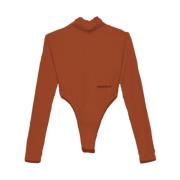 Hinnominate Stretchig bomull body med polokrage Brown, Dam