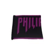 Philipp Plein Violet Wool Scarf Purple, Herr