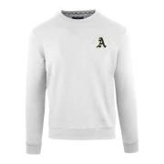 Aquascutum Bomullsweatshirt Långärmad Rund Hals White, Herr