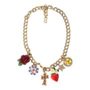 Dolce & Gabbana Kristall Kors Hänge Halsband Multicolor, Dam