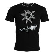 Dolce & Gabbana Svart Sacred Heart Crew Neck T-shirt Black, Herr