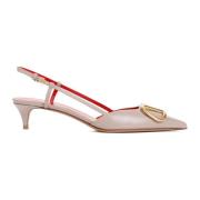 Valentino Garavani VLogo Signature Slingback Skor Beige, Dam