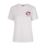 Marni Vit Blomapplikation Crew-Neck T-shirt White, Dam