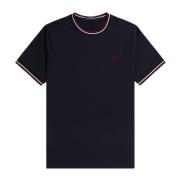 Fred Perry Twin Tipped T-Shirt Navy / Snow White / Burnt Red Blue, Her...
