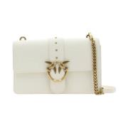 PINKO Vit Läder Crossbody Väska White, Dam