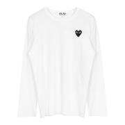Comme des Garçons Play Svart Heart Logo LS T-shirt White, Herr